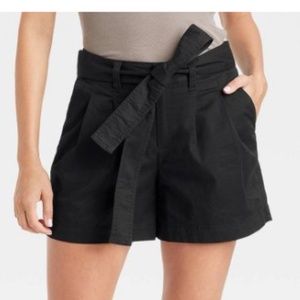 A New Day Women's High-Rise Tie Waist Shorts - Black
